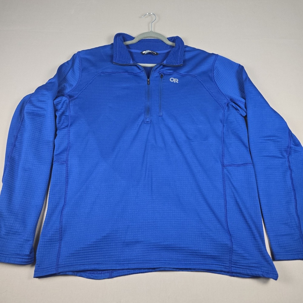 Outdoor Research Pullover Men's L Blue Vigor Grid Fleece Half Zip Hiking Top